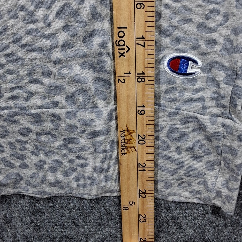 Champion Womens Grey Leopard Print Long Sleeve Crewneck Shirt Size Medium - Picture 7 of 8